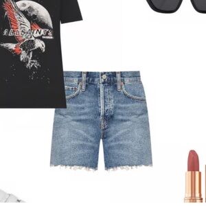 NEW AGOLDE Parker Long Vintage Loose Shorts in Skywave SIZE 27